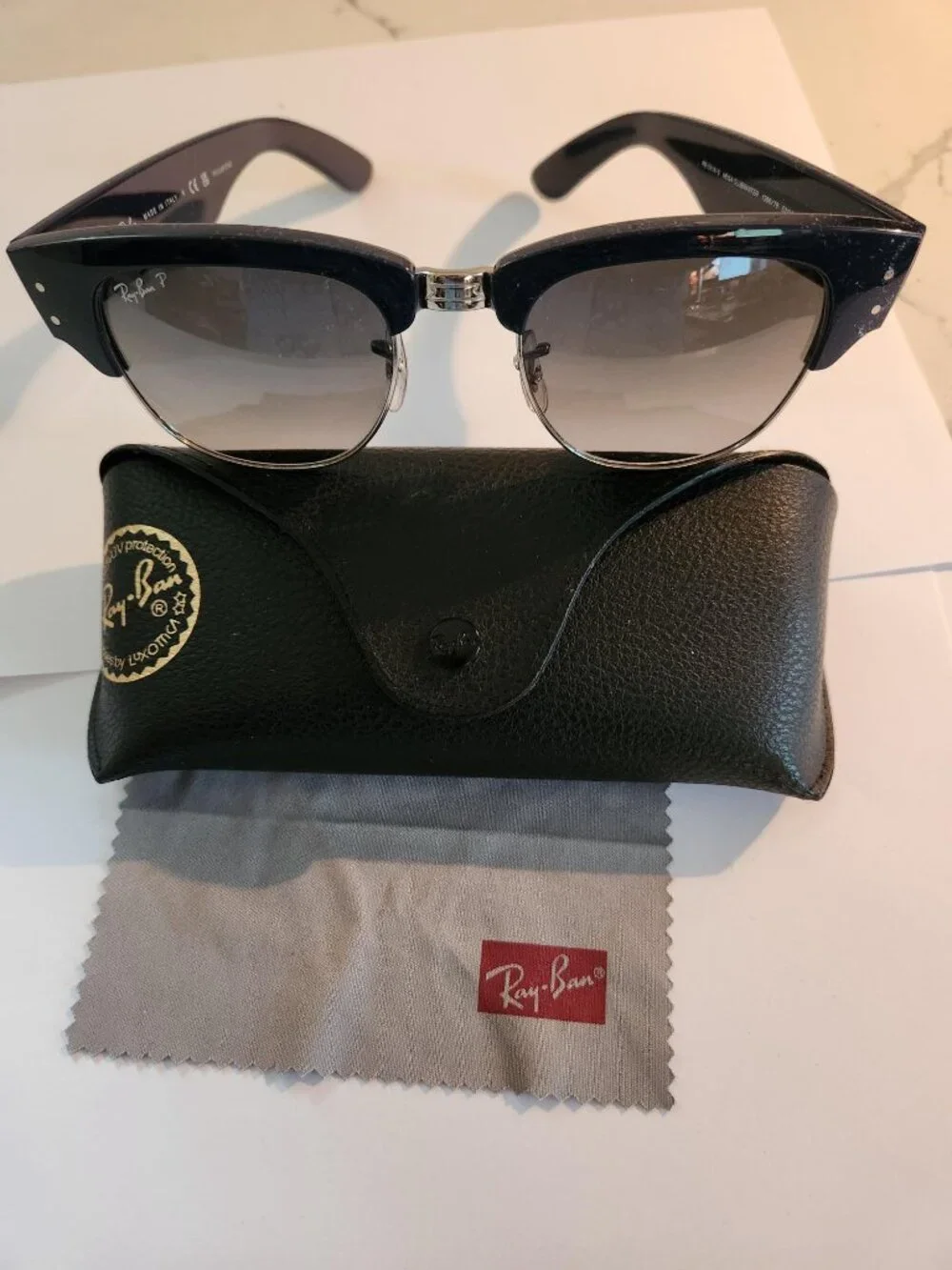 Ray-Ban Mega Clubmaster Polarized Sunglasses RB0316-S Blue Sparkle Men - Unisex